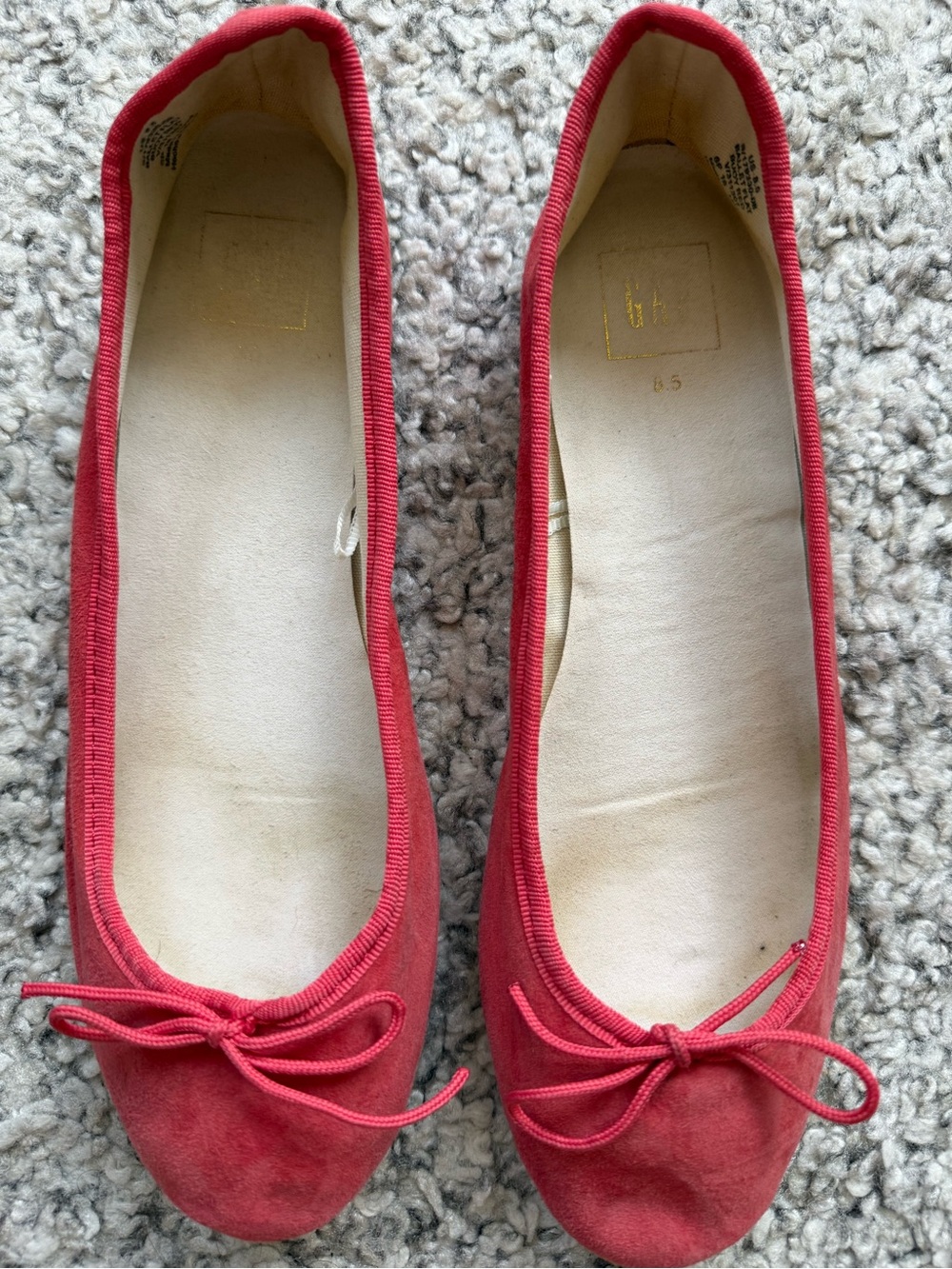 GAP coral pink Suede Bow Ballet Flats size 8.5 - Picture 4 of 6